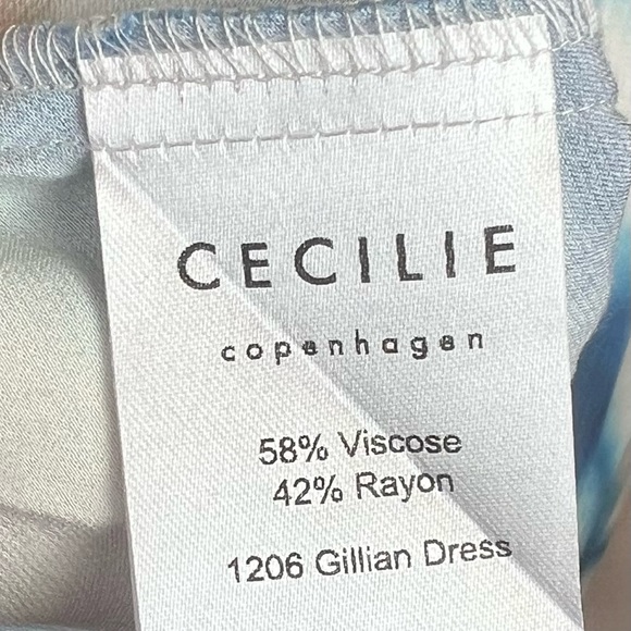 NWT Cecilie Copenhagen Gillian Dress Tie Dye Blue/White SZ XS Party Midi - Picture 7 of 7